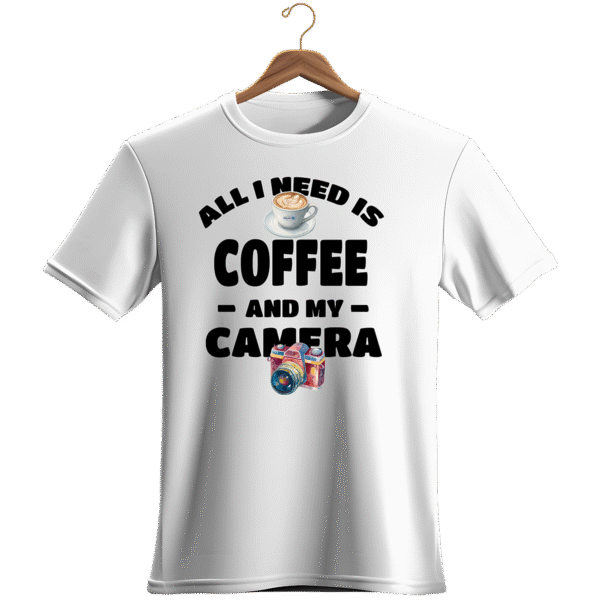 T-shirt pekefe-All i need coffee & my camera - Image 2
